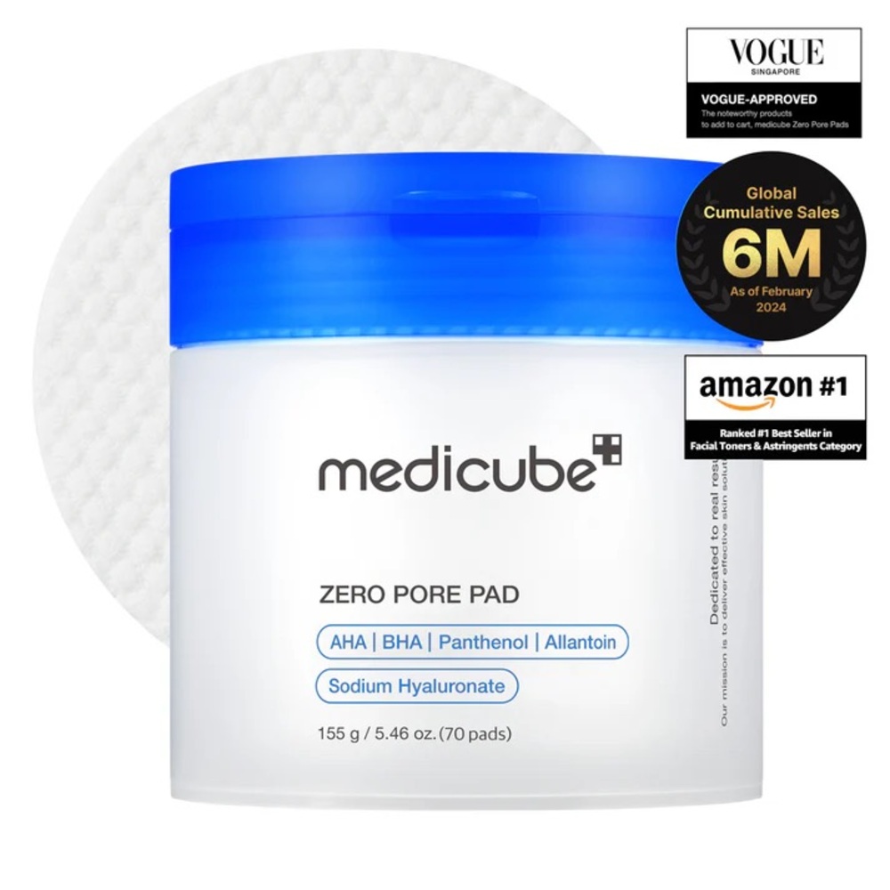 Medicube Zero Pore Pad- AHA, BHA, smooth skin, pores, exfoliating, combo/oily